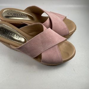 Cordani Pink Suede Platform Cork Wedge Sandal Size EU 38